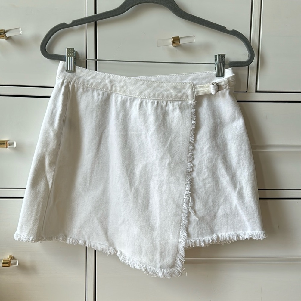 NYT pacsun white denim wrap skirt